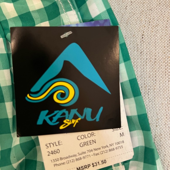 NWT Kanu Surf Men's Swim Trunks Green Checkered Size Medium - Picture 3 of 7